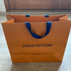 Louis Vuitton Tangerine shopping Bag with Navy Handles
